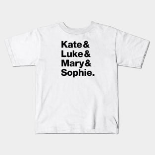 Bat Character Names - Kate Kane, Luke Fox, Mary Hamilton & Sophie Moore Kids T-Shirt